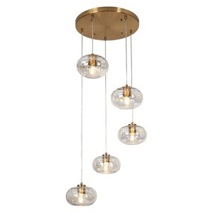LNC Chrysaorican Modern  Luxury Iridescent Glass Cluster Chandelier,Gold,3/5Light,18.5in/24in - 1 of 4
