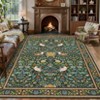 Washable Floral Living Room Rugs, Modern Farmhouse Bird Print Botanical Carpet for Bedroom, Soft Non Slip Floor Cover for Girls Nursery Room - 2 of 4