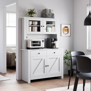 Whizmax Kitchen Pantry Cabinet with Microwave Stand, Freestanding Hutch with Drawers & Adjustable Shelves, Buffet Cabinet for Kitchen, Dining Room - 1 of 4