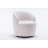 CAVINAS Teddy Fabric Swivel Accent Armchair, Barrel Chair with Ergonomic Backrest & Black Powder-Coated Metal Ring - 3 of 4