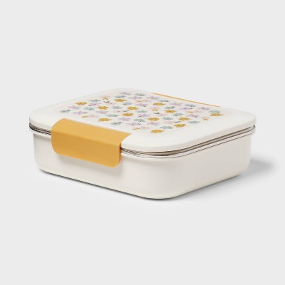 Kids' Flowers Bento Box Cream - Pillowfort™: Leakproof BPA-Free Lunchbox for Kids, Plastic & Stainless Steel