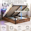 Kumasinova Lift-Up Storage Queen/Full Bed Frame,Queen/Full Size Bed Frame with Bookshelf Headboard,Platform Bed Frame with LED Lights,Rustic Brown - 3 of 4