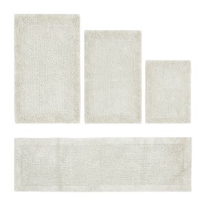 Edge Bath Rug 100% Premium Cotton Ultra-Soft Water Absorbent Tufted Solid Reversible 4 Piece Bathroom Rug Set for Machine Washable Bathmat - 1 of 4
