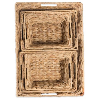 Natural Water Hyacinth Rectangular Storage Basket Set