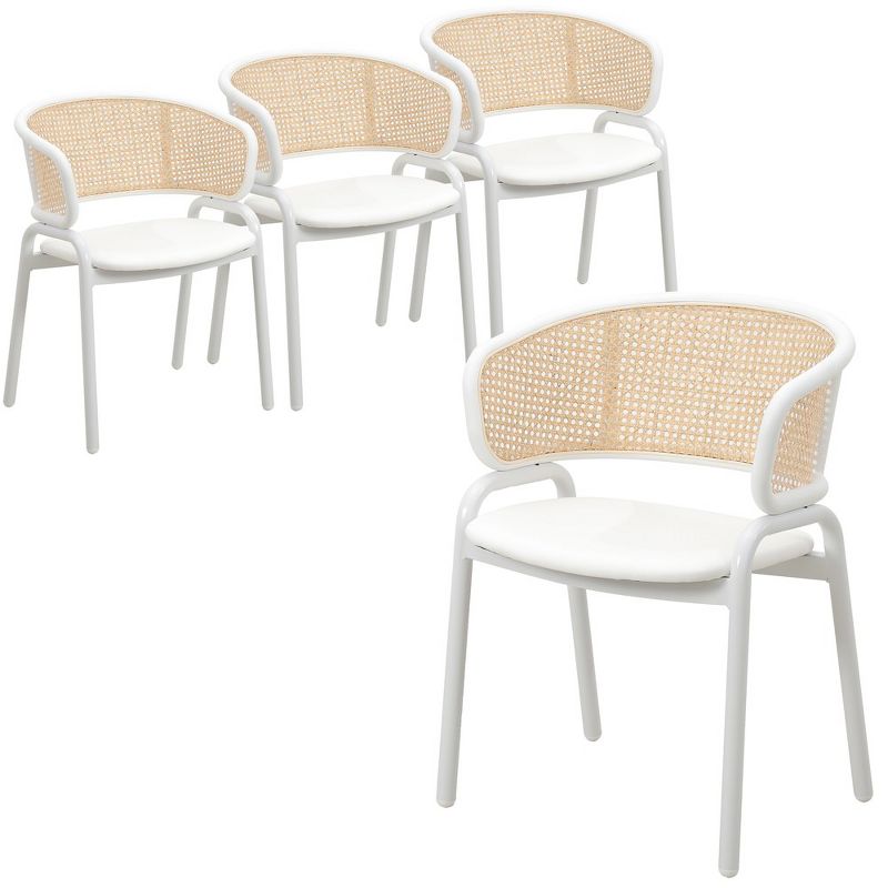 Leisuremod Ervilla Modern Dining Chair with White Frame, Set of 4, 1 of 4