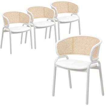Leisuremod Ervilla Modern Dining Chair with White Frame, Set of 4