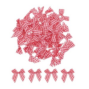 Unique Bargains Fabric Craft Gift Packaging Accessories Satin Mini Ribbon Bows 100 Pcs - 1 of 4