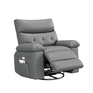 Jojoka Lazy Recliner Sofa Chair for Adults, PU Leather Manual Reclining Lounge with Swivel Base and Side Pocket - 1 of 4