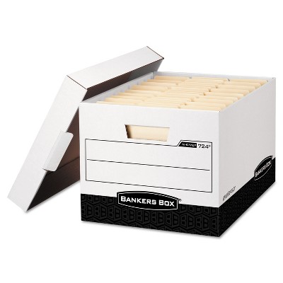 Bankers Box R-KIVE Max Storage Box Legal/Letter Locking Lid White/Black 12/Carton 00724