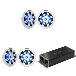 Kicker Marine KPX300.4 Powersports Amp & (2) 6.5" White Marine LED Speakers - 1 of 4