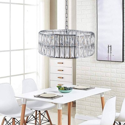 Modern Crystal Drum Chandelier, 6-Light Pendant Lighting