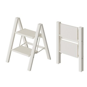 Itopfox Lightweight Portable 2 Step Stool with Anti-Slip Wide Pedal, 330lbs Capacity Aluminum Ladder for Home, Office, Library (White) - 1 of 4