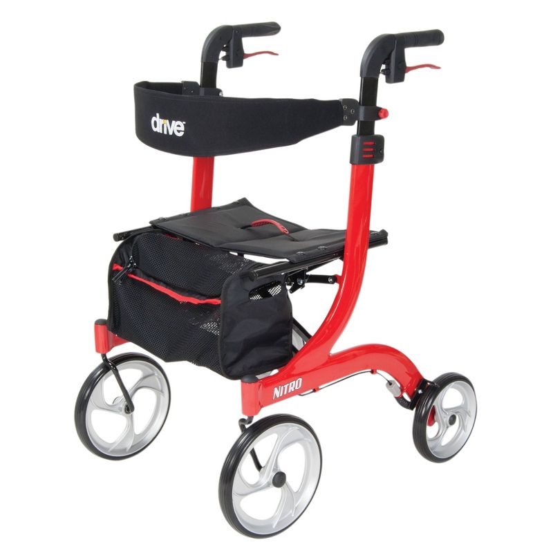 Drive Medical Nitro Euro Style Walker Rollator, Red, 3 of 14