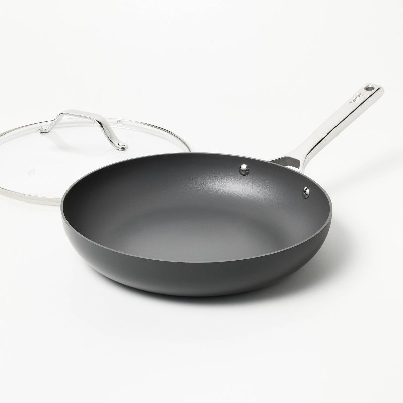 12&#34; Nonstick Hard Anodized Aluminum Frypan with Cover Dark Gray - Figmint&#8482;, 4 of 10
