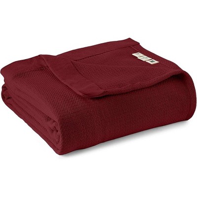 Whisper Organics, 100% Organic Woven Cotton Blanket, Breathable GOTS & Fairtrade Certified, Burgundy - King/California King