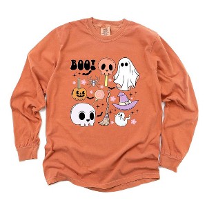 Simply Sage Market Women's Boo Chart Long Sleeve Garment Dyed Tee - 1 of 4