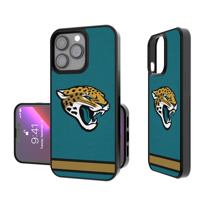 Keyscaper Jacksonville Jaguars Stripe Bump Phone Case, 1 of 7