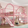 KWPZQEB Twin/Full Size Loft Bed, Metal Bed Frame with Slide & Stairs, Kid Playhouse with Storage Shelves & House-shaped Roof, Noise-free Design - 3 of 4