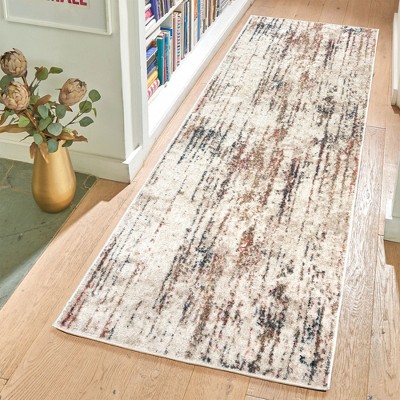 Ivory and Multicolor Tufted Polypropylene Runner Rug
