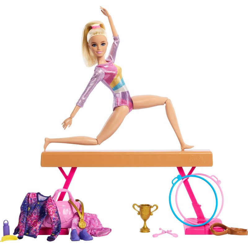 Barbie Gymnastics Playset with Blonde Fashion Doll, Balance Beam, 10+ Accessories &#38; Flip Feature with Blonde Hair, 5 of 7