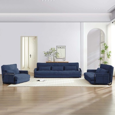 Mjkone Muti-Functional Folding Sofa Bed,Floor Sofa Bed Set,Lazy Sofa with Pillows,6 Position Adjustable Backrest