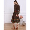 Allegra K Women's Boho Floral Long Sleeves Midi Dress - 4 of 4