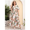 Plus Size Women's V Neck Maxi Dress Belted Waist Flowy Ankle Length Casual Elegant Party Dress - 2 of 4