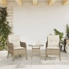 vidaXL Patio Chairs with Cushions 2 pcs - Beige Poly Rattan Outdoor Garden Chairs, Steel Frame, 23x26.4x33.9 Inches - 3 of 4