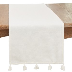 Saro Lifestyle Modern Minimalist Tassel Table Runner - 1 of 3