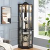 FONTOI Corner Curio Cabinet with Adjustable Shelves, Carved Display Storage for Living Room,Bedroom, Black, 16.73"*71.93"*16.73" - 2 of 4