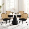 Bekrvio Mid-Century Modern Rattan Dining Chairs Set of 2/4,PU leather/Boucle Upholstered Kitchen Chairs with Cane Back and Metal Leqs for Dining Room - 2 of 4