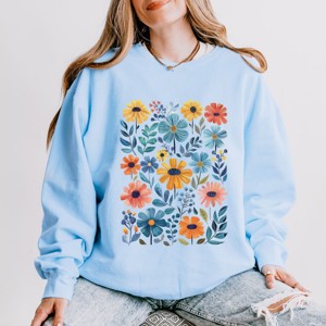 Simply Sage Market Watercolor Daisy Garden Lightweight Garment Dyed Sweatshirt - 1 of 4