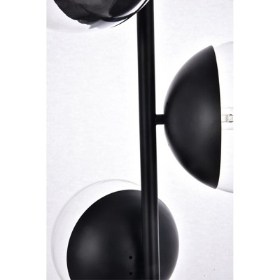 Eclipse Black Marble Base Floor Lamp with Clear Glass Shades