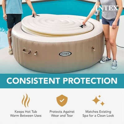 Tan Round Energy Efficient Spa Hot Tub Cover
