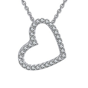 Side Drop Heart Pendant Necklace for Women Sterling Silver Cz Ginger Lyne Collection - 1 of 4