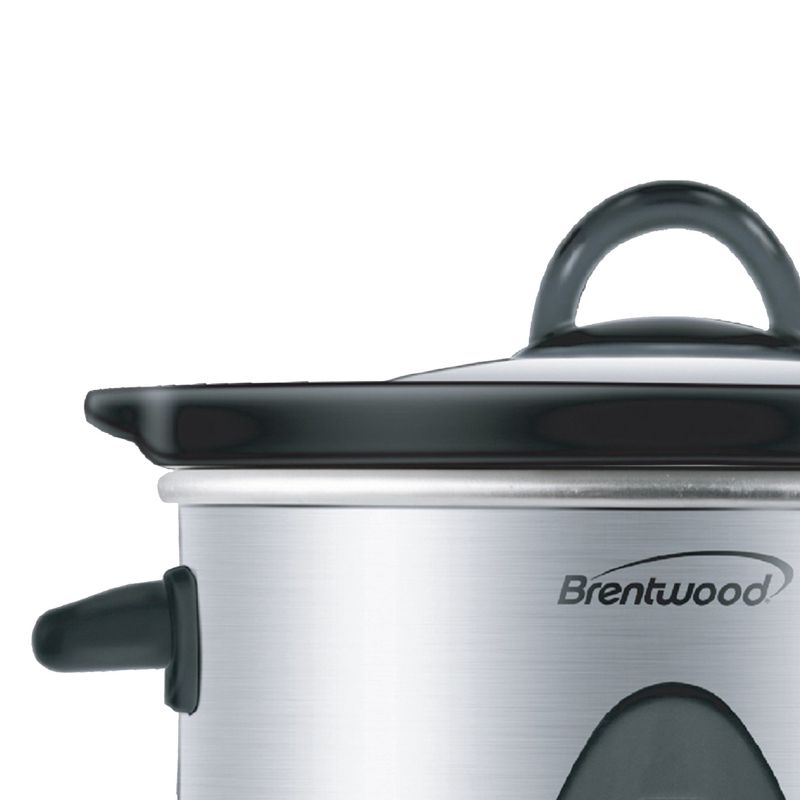Brentwood 1.5 Quart Slow Cooker in Stainless Steel with 3 Settings, 2 of 5