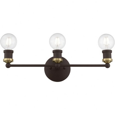 Bronze and Antique Brass 3-Light Vanity Sconce