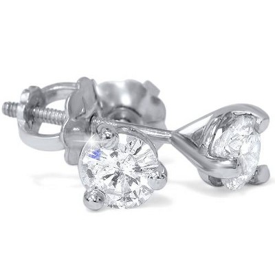 Pompeii3 SI 3/8ct Diamond Studs Martini 14K White Gold Screw Backs