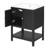 24" Black Modern Sleek Bathroom Vanity Elegant Ceramic Sink with Solid Wood Frame Open Style Shelf - 4 of 4