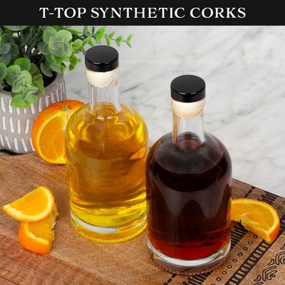 Cornucopia 12-Ounce Clear Glass Liquor Bottles with Synthetic Corks, 2-Pack