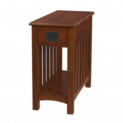 HomeRoots 24" Light Brown Manufactured Wood Rectangular End Table With Drawer And Shelf