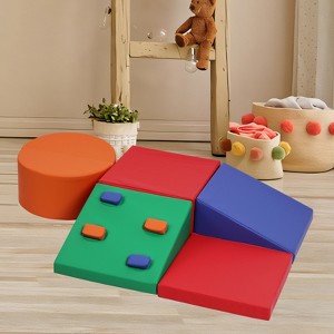 5-Piece Foam Climbing Blocks, Pu Leather Toddler Climbing Toys, Lightweight Indoor Climbing Set for Crawling and Sliding for Infants, Preschools - 1 of 4