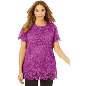 Jessica London Women's Plus Size Stretch Lace Tunic - 1 of 4