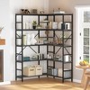5 Tier Corner Bookshelf, Industrial Bookshelves, L Shape Tall Bookcase with Storage - 3 of 4