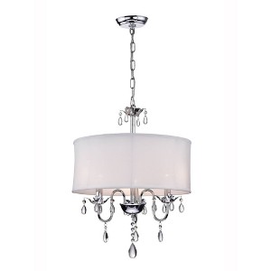 19" x 19" x 9" 3-Light Paris Crystal Chandelier Clear - Warehouse Of Tiffany: ETL Listed, Linen Shade, Adjustable Height - 1 of 3