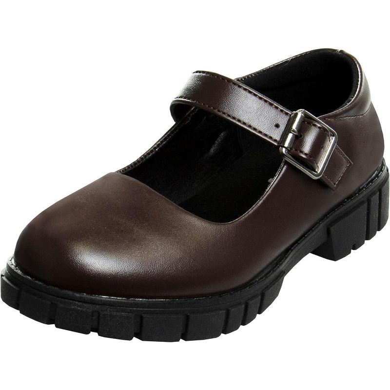French Toast Girls Round Toe Ankle Strap Maryjane School Shoes - Mary Jane Platform Oxford Dress Shoe Pumps - Black/Navy/Brown (Little Kid/Big Kid), 1 of 9