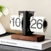 Aoibox Retro Vintage Flip Desk Clock with Wood Base, Large Digital Numbers Mechanical Flip Clock for Living Room, Study, Office (Black) - 2 of 4