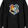 Harry Potter Four Houses Hogwarts Crest Adult Black Crew Neck Long Sleeve Sweatshirt - 2 of 3