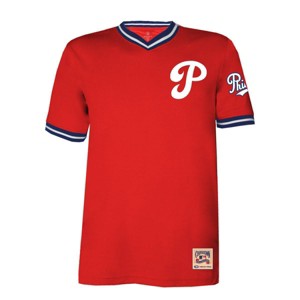 MLB Philadelphia Phillie Men's TC Poly V-Neck Mesh Jersey : Target