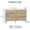 6 Drawer / 8 Drawer Dresser, Natural Rattan Dresser, Farmhouse Wood Chest of Drawer with Golden Handles for Living Room, Entryway, Hallway - 2 of 4